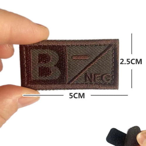 5*2.5CM Small Patch with Hook and Loop Blood Type A B AB O POS NEG