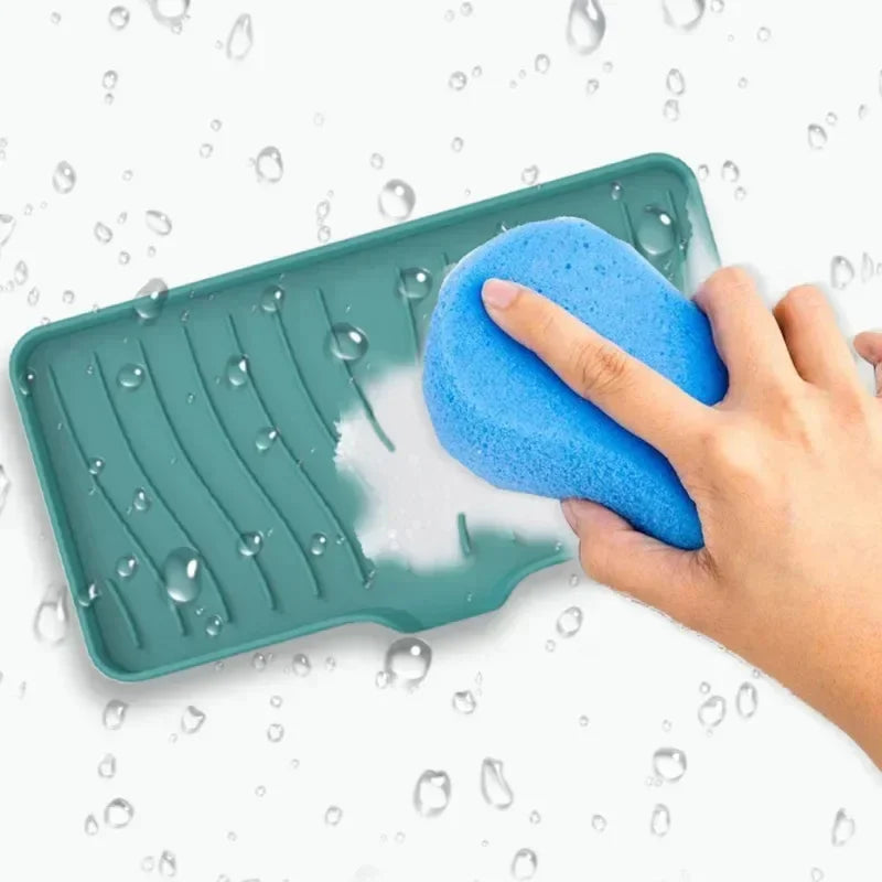 Bathroom Solid Color Silicone Soap Holder Soap Drain Pan Bathroom