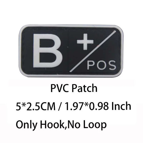 Small Patch with Hook,PVC Blood Type A B AB O POS NEG Emblemen,Patches