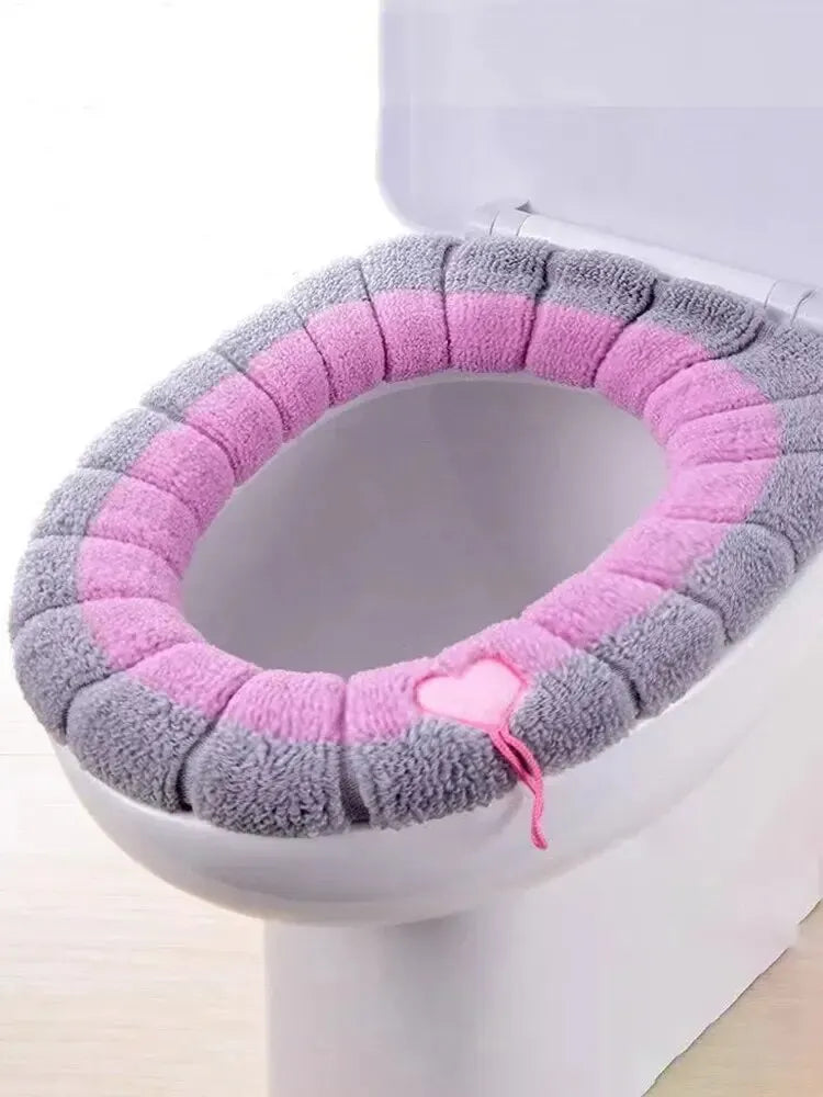 1 Pack Stitched Color Portable Knitted Toilet Mat Thickened Washable