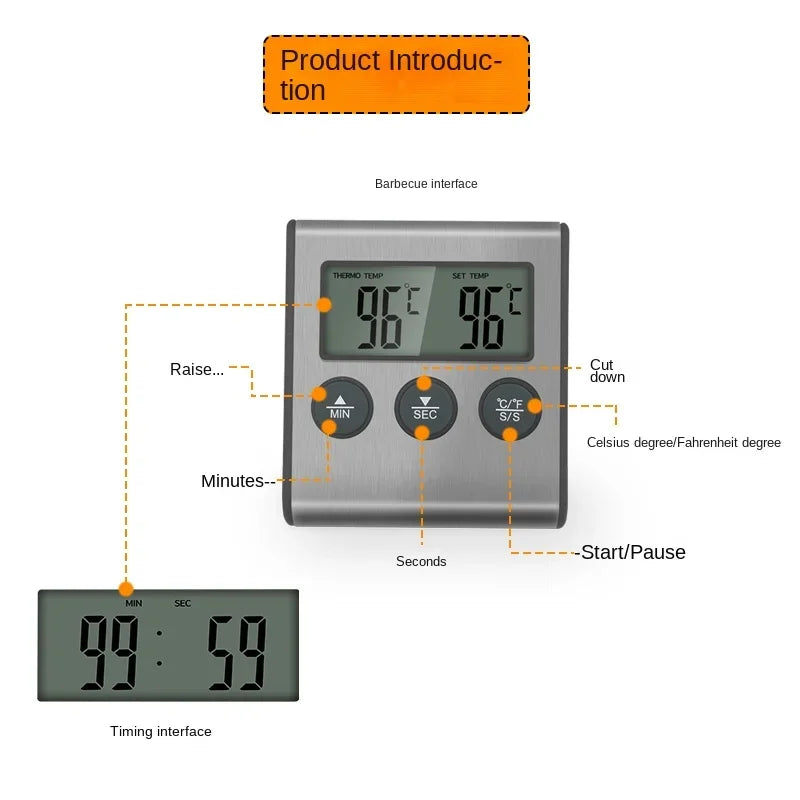 Tp700 Digital Remote Wireless Food Kitchen Oven Thermometer Probe For