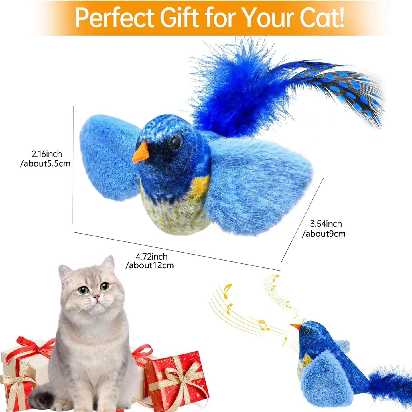 Indoor Interactive Birds Toy for Cat Chasing Teasing Toy Sounding