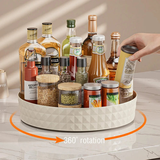 1Pc Kitchen Storage Spice Rack 360 Degree Rotating Cabinet Storage