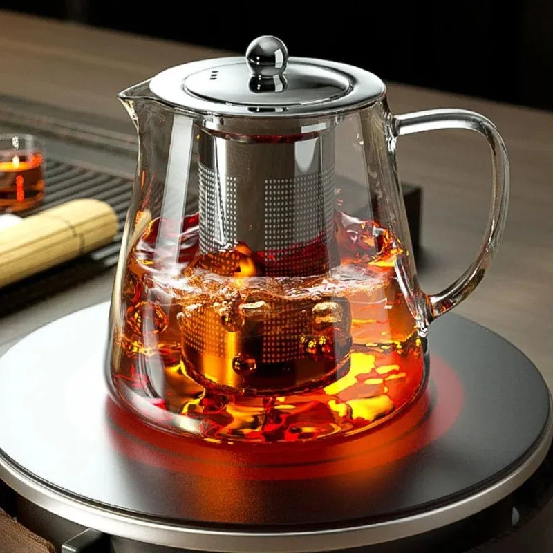 1pc Glass Teapot Heat Resistant Borosilicate Clear Tea Kettle with