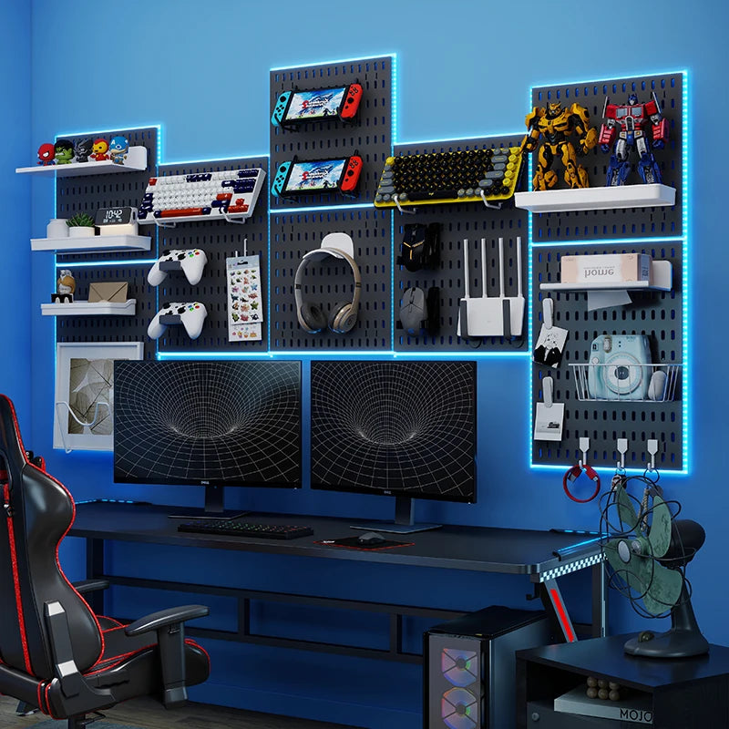 No-Drill Gaming Room Pegboard, Wall Organizer for Controller,