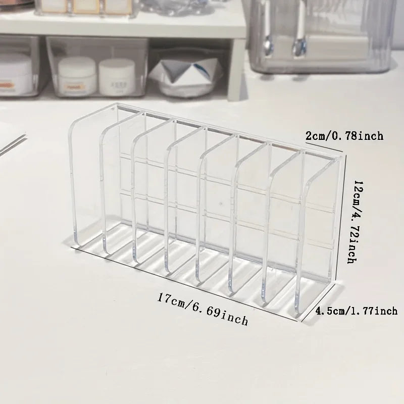 1pc Plastic Transparent 7-Slot Cosmetic Organizer Multi-Functional