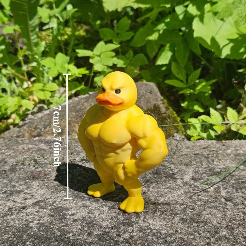 1pc Muscle Duck Statue - 3D Desktop Decor, Cute Bookshelf Whimsical