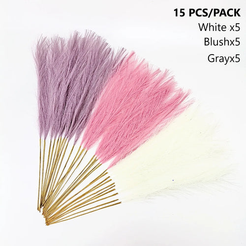 15Pc 55CM Artificial Pampas Grass Decor Bohemian Reed for DIY Floral