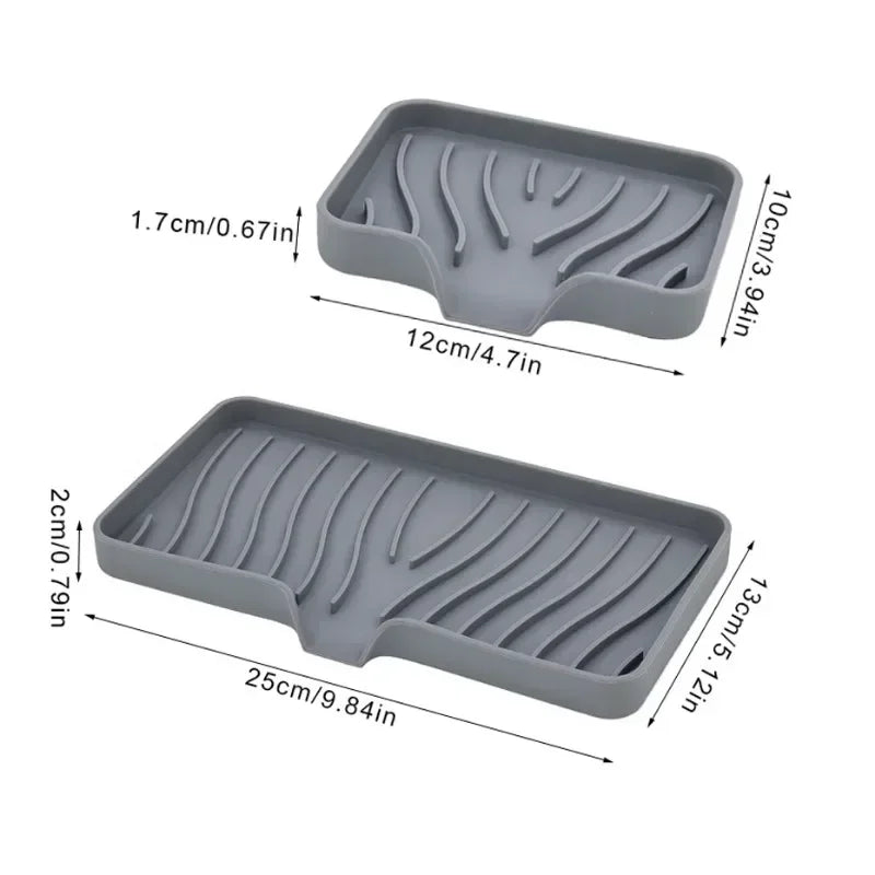 Bathroom Solid Color Silicone Soap Holder Soap Drain Pan Bathroom