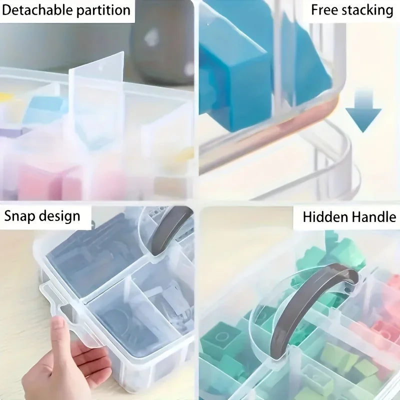 3-layer 18 Compartment Transparent Storage Box, Jewelry and Toy
