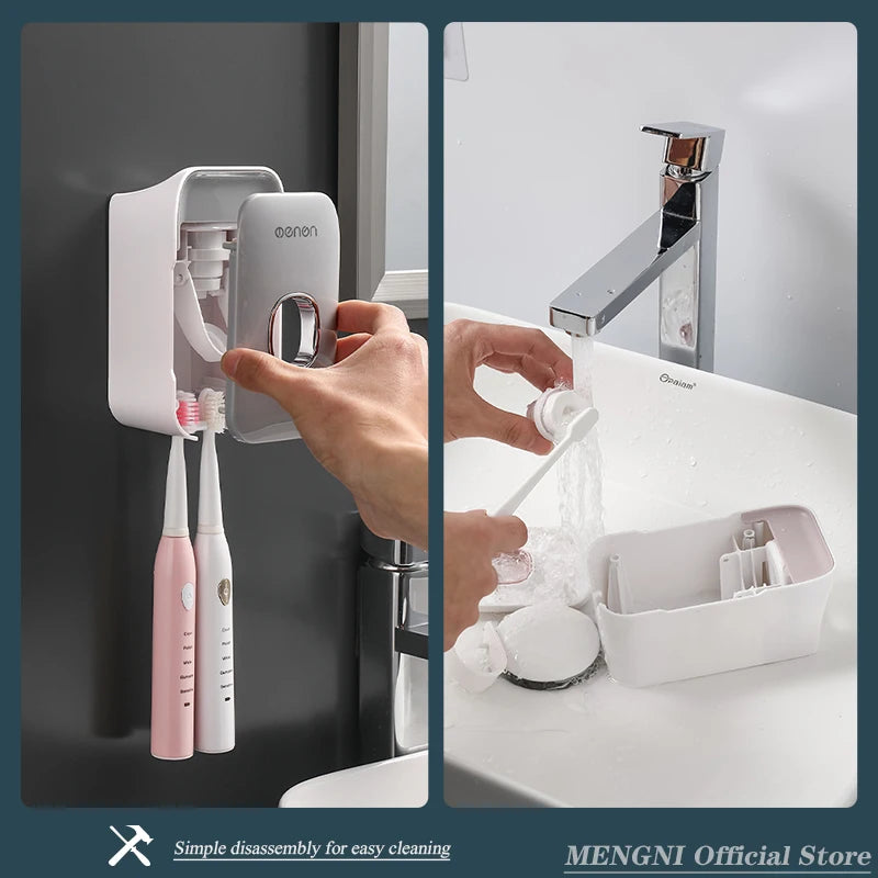 MENGNI Automatic Toothpaste Dispenser Wall-Mounted Bathroom Toothpaste