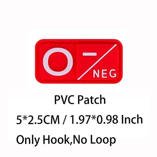 Small Patch with Hook,PVC Blood Type A B AB O POS NEG Emblemen,Patches