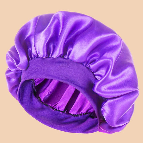 1pc Women's Solid Color Satin Wide-Brimmed Shower Cap, Suitable For