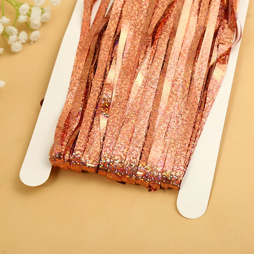 Cheap as a Party Metallic Tinsel Foil Fringe Curtains Backdrop for