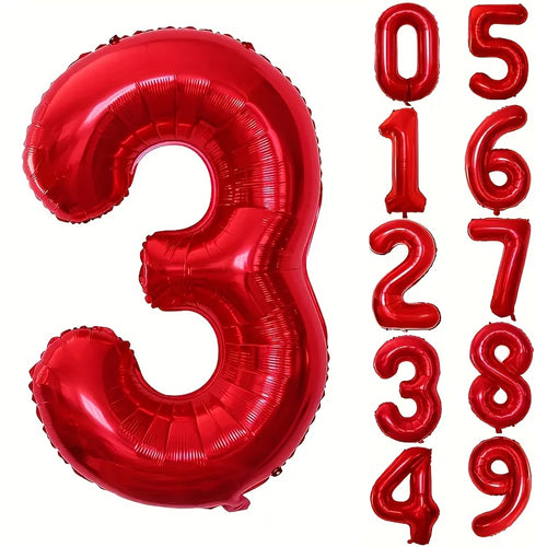 32INCH Red Number Foil Balloons for Birthday Anniversary Party Decor,