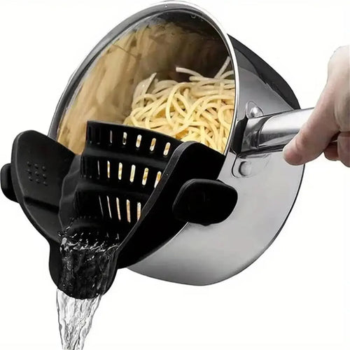 1pc Adjustable Silicone Clip-On Strainer for Pots, Pans, and Bowls -