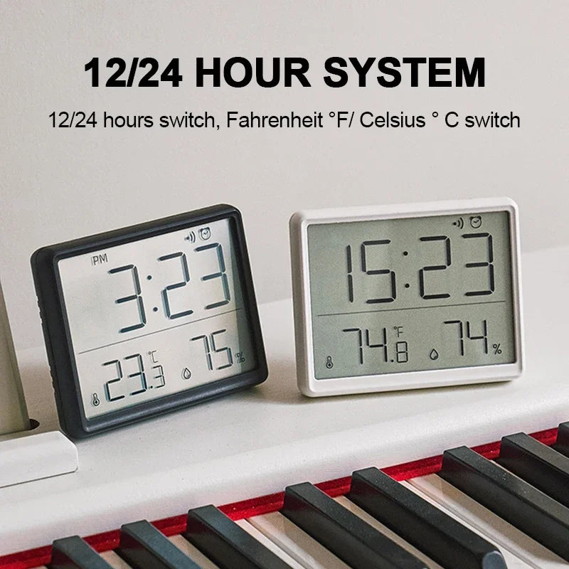Ultra Thin Alarm Clock LCD Large Screen Digital Temperature Hygrometer