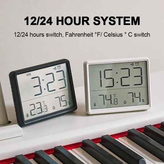 Ultra Thin Alarm Clock LCD Large Screen Digital Temperature Hygrometer