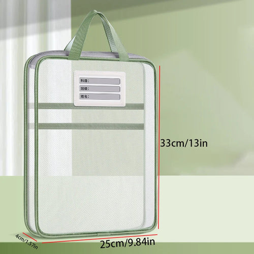 A4 Stationery Storage Bag Double-layer Mesh Zipper Bag Large Capacity