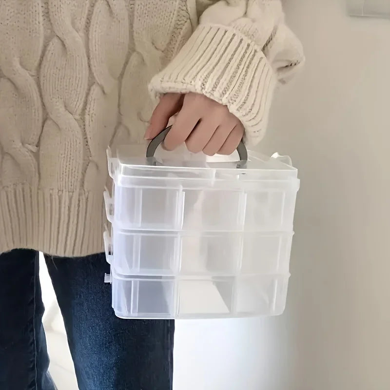 3-layer 18 Compartment Transparent Storage Box, Jewelry and Toy