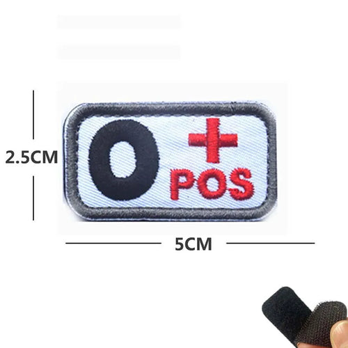 5*2.5CM Small Patch with Hook and Loop Blood Type A B AB O POS NEG