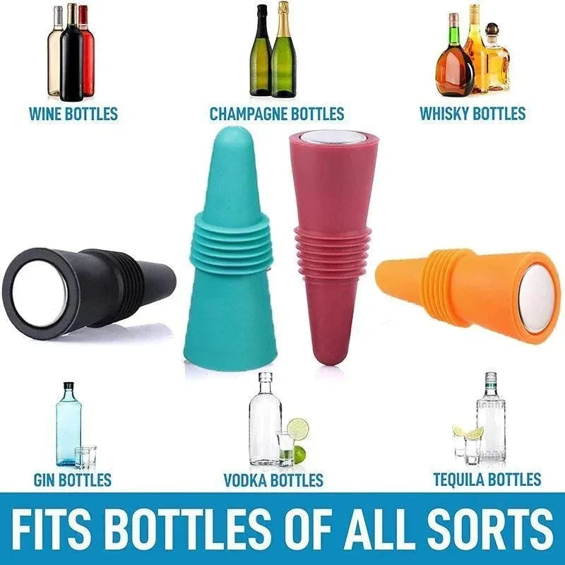 Silicone Wine and Beverage Bottle Cap Set Leak Proof Champagne Bottles