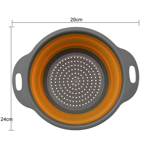 1/2pcs Silicone Round Folding Vegetable Fruits Washing Drain Basket