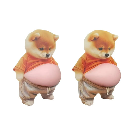 3D Shiba Inu Dog Belly Sticker - Cute puppy wearing orange outfit with