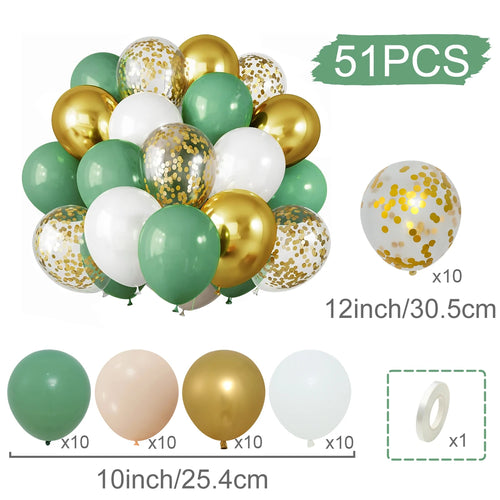 31/36/37/51/101Pcs Metallic Balloons Pearl White Latex Balloon Gold