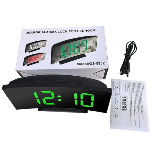 Curved Screen Clock Digital Led Alarm Clock with Temperature Display