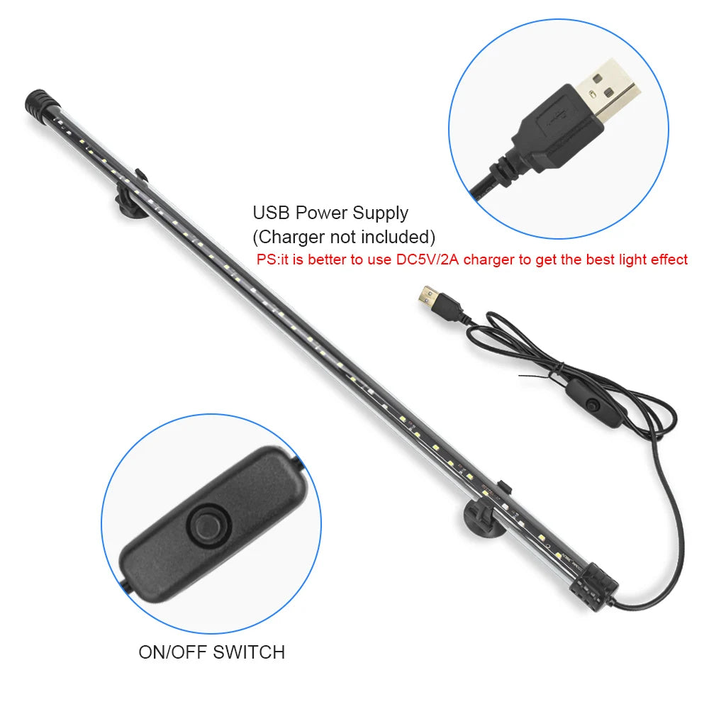 USB Aquarium Light LED Plant Grow Lamp 18-58CM Aquariums Decor