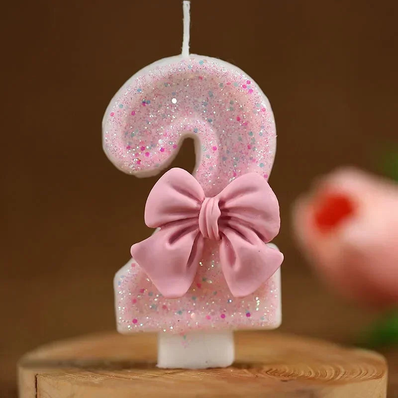 New Number Cake Candle Pink Glitter Birthday Candle 1 2 3 4 5 6 7 8 9