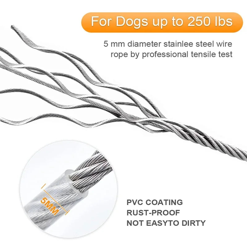 Double-headed Dog Tie Out Cable Leash ,raction rope with metal buckle