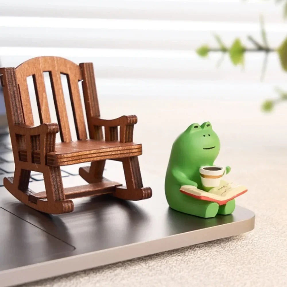 Frog Rocker Chair Cute Japanese Healing Small Decoration Office