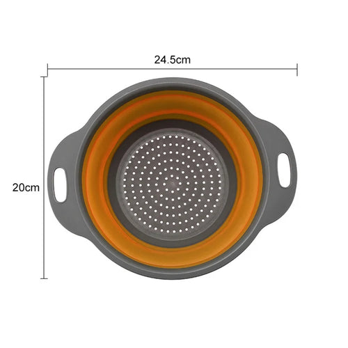 1/2pcs Silicone Round Folding Vegetable Fruits Washing Drain Basket