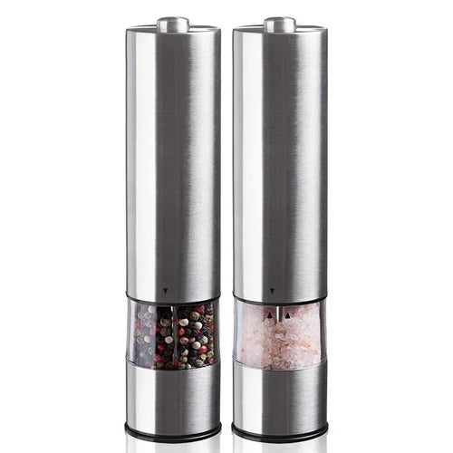 Electric Salt Pepper Grinder Set Stainless Steel One Handed Operation