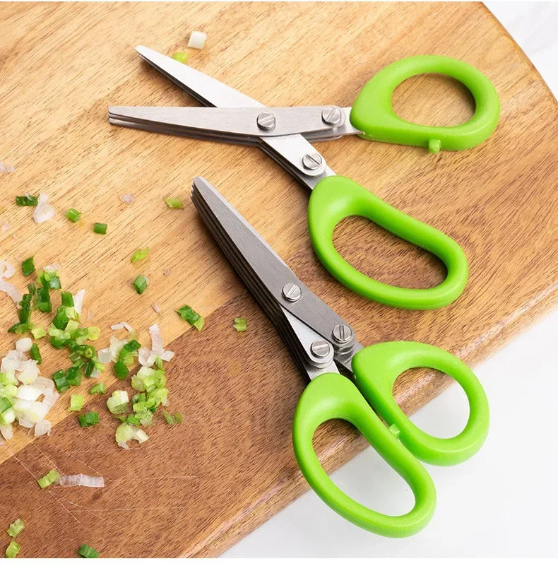 Multi-functional Stainless Steel 3/5 Layer Kitchen Scissors Pepper