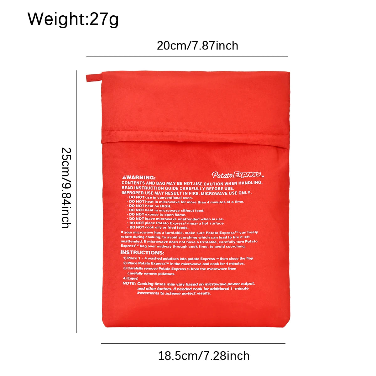 1pc 19*25cm (Unpackaged) Kitchen Supplies Microwave Potato Bag, Baked