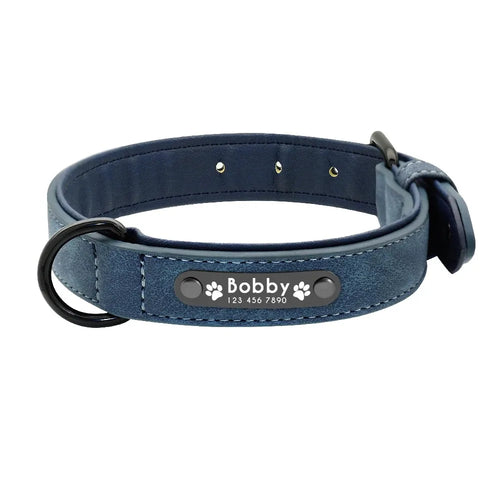Personalized Name ID Tags Dog Collars Custom Text name Leather Dog
