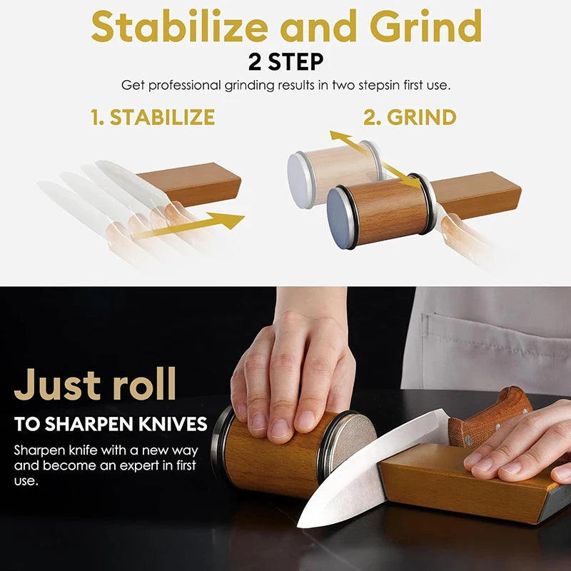 Rolling Knife Sharpener Magnetic Knife Holder Sharpening Stone 15/20