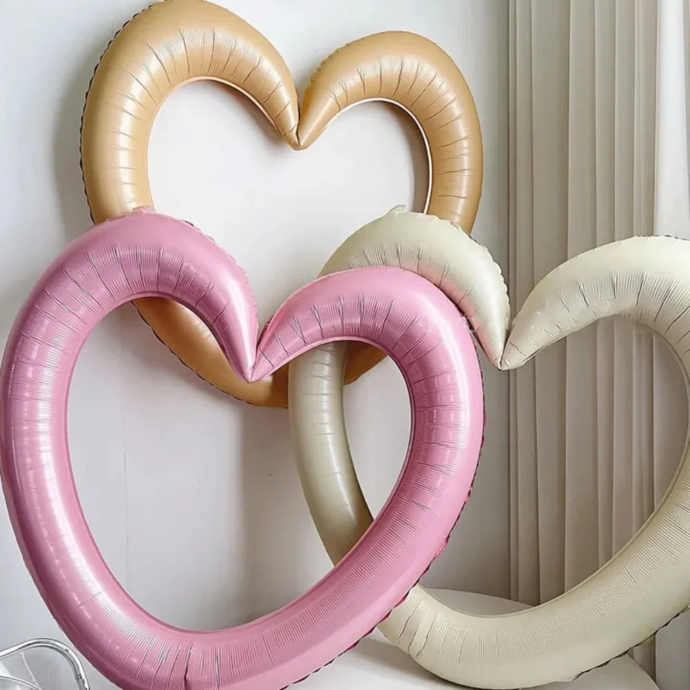 40-inch Happy Birthday Heart Photo Frame Balloon with Bowknot Stickers