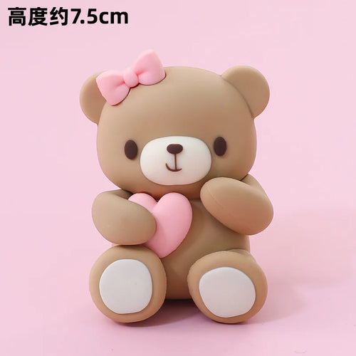 Pink Blue Bear Cake Topper Bear Doll Ornaments Insert Birthday Cake