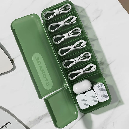 Desktop Covered Data Cable Storage Box, Power Charging Cable Sorting