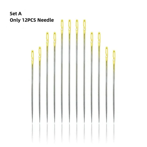 12/36PCS Sewing Needles Multi-size Side Opening Stainless Steel