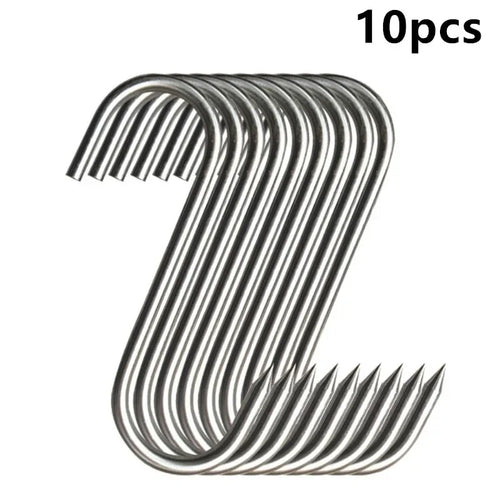 Stainless Steel S Hooks with Sharp Tip Utensil Meat Clothes Hanger