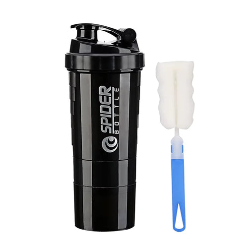 3 Layers Shaker Protein Bottle Powder Shake Cup Water Bottle Plastic