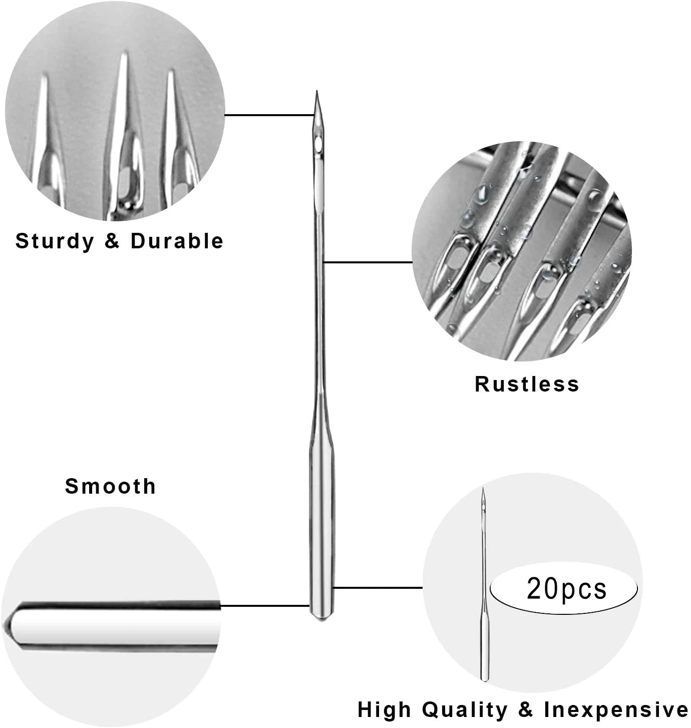 D&D 20pcs Sewing Machine Needles for Singer Brother Janome Varmax