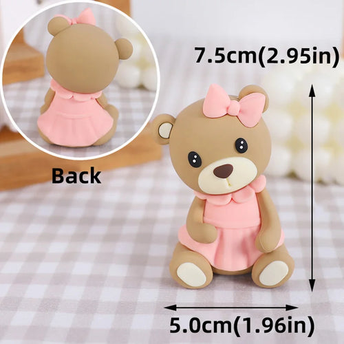 New 3D Bear Cake Topper Baby Shower Bear Decoration Boy Girl Happy 1st