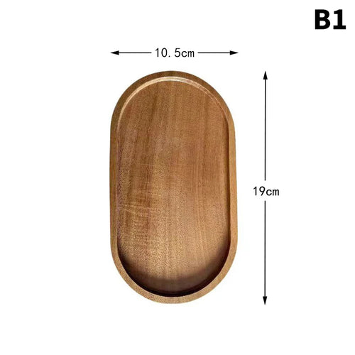 Tableware Solid Wood Food Tray Round Rectangle Dessert Plate
