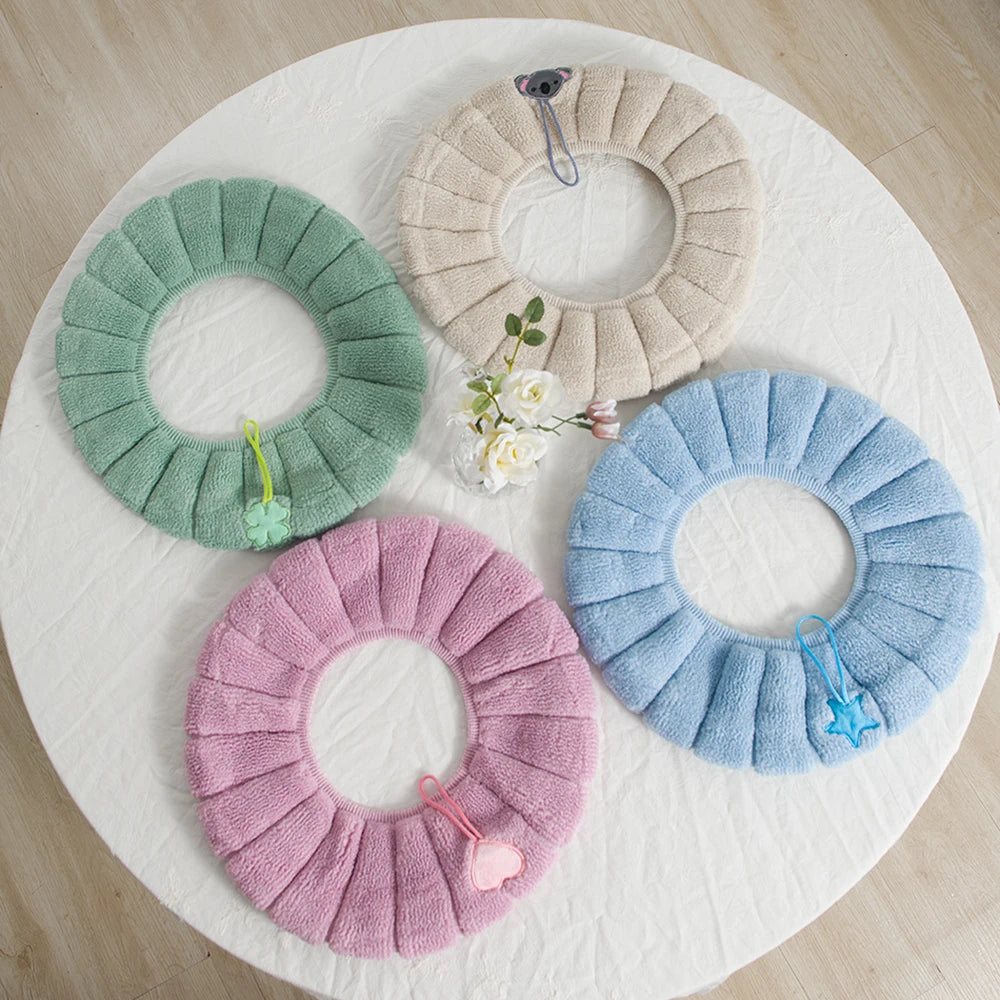 1PC polyester elastic toilet seat cushion, O-shaped knitted toilet